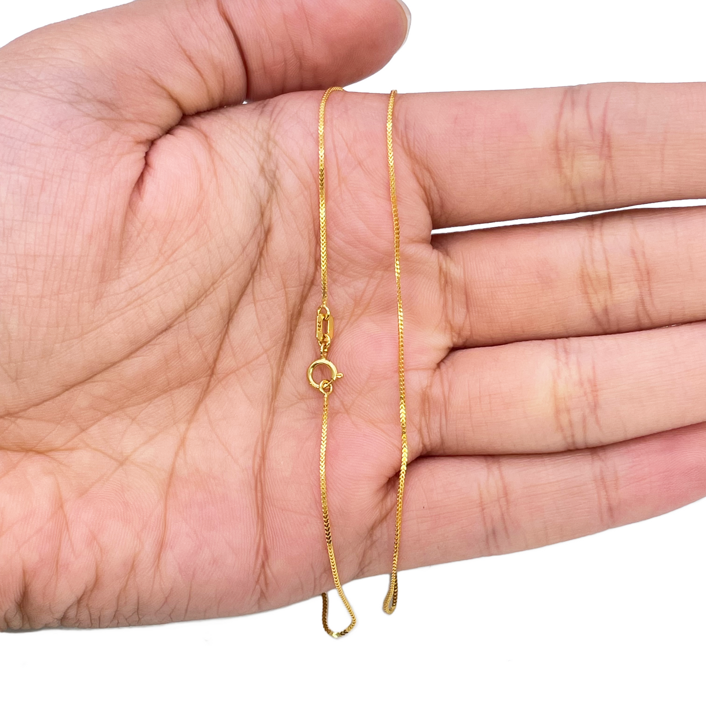 22ct Yellow Gold Solid Foxtail Chain Necklace 18''inches 0.6mm Width