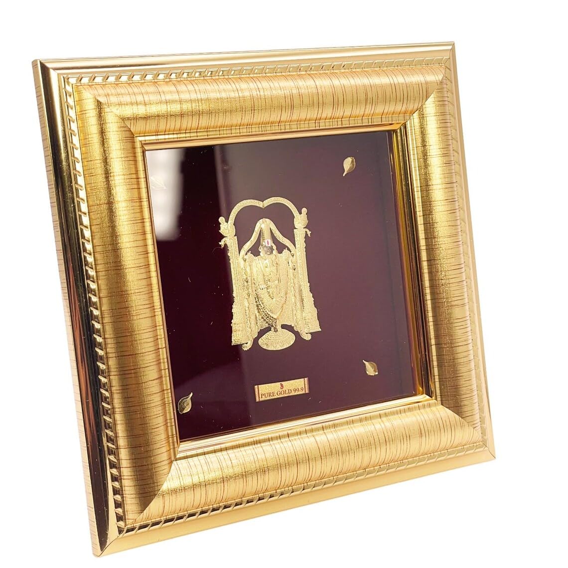 24ct Pure Gold Leaf Venkateswara/Balaji Frame 13.9 x 13.9cm