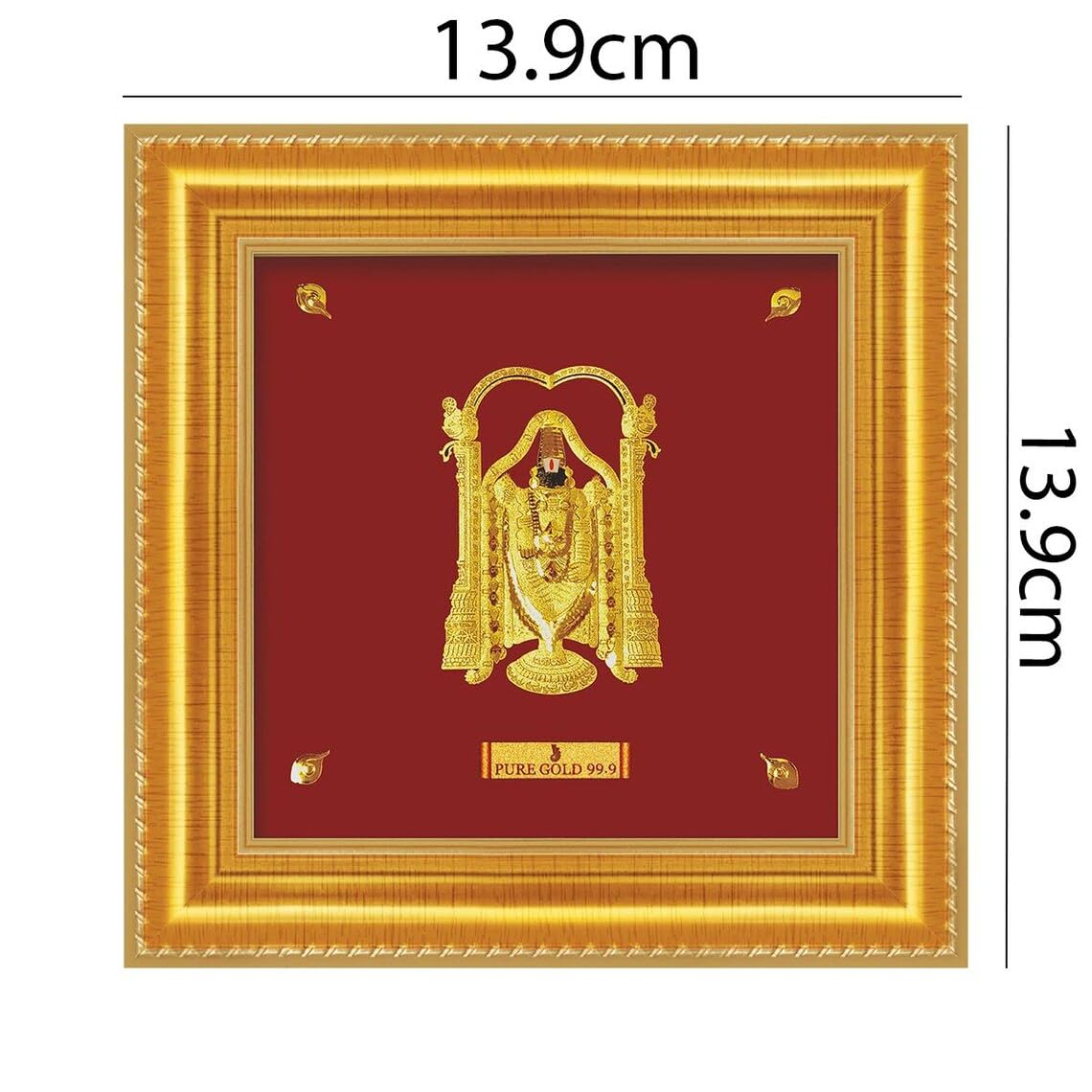 24ct Pure Gold Leaf Venkateswara/Balaji Frame 13.9 x 13.9cm