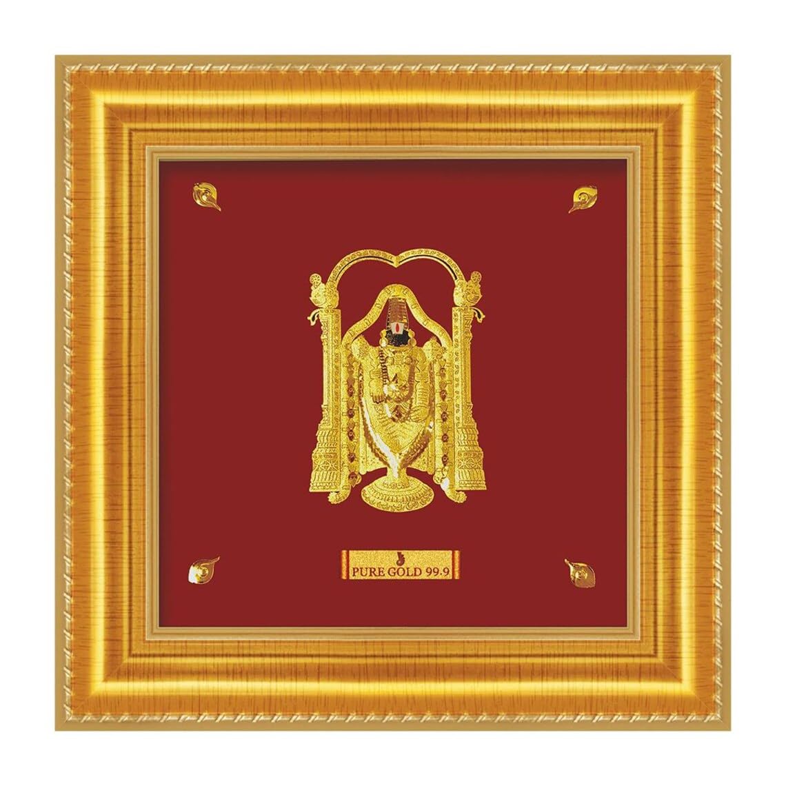 24ct Pure Gold Leaf Venkateswara/Balaji Frame 13.9 x 13.9cm