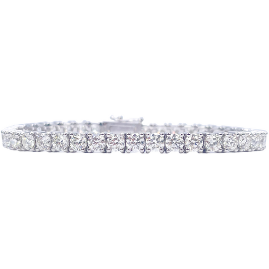 18ct White Gold Natural Diamond 4-Claw Tennis Bracelet 10.72ct 7