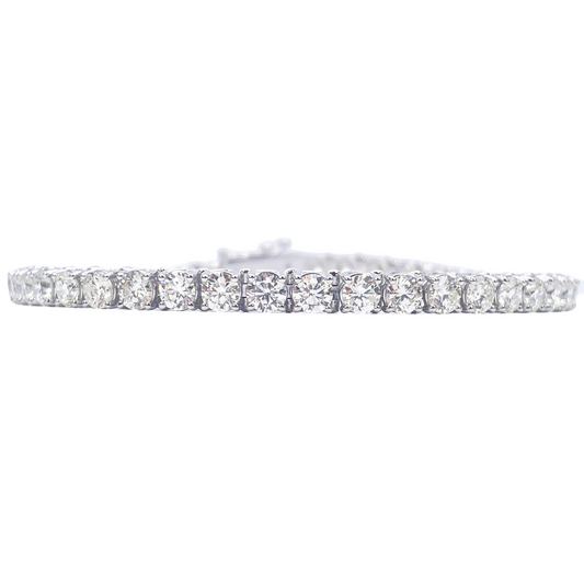 18ct White Gold Natural Diamond 4-Claw Tennis Bracelet 8.45ct 7 Inches