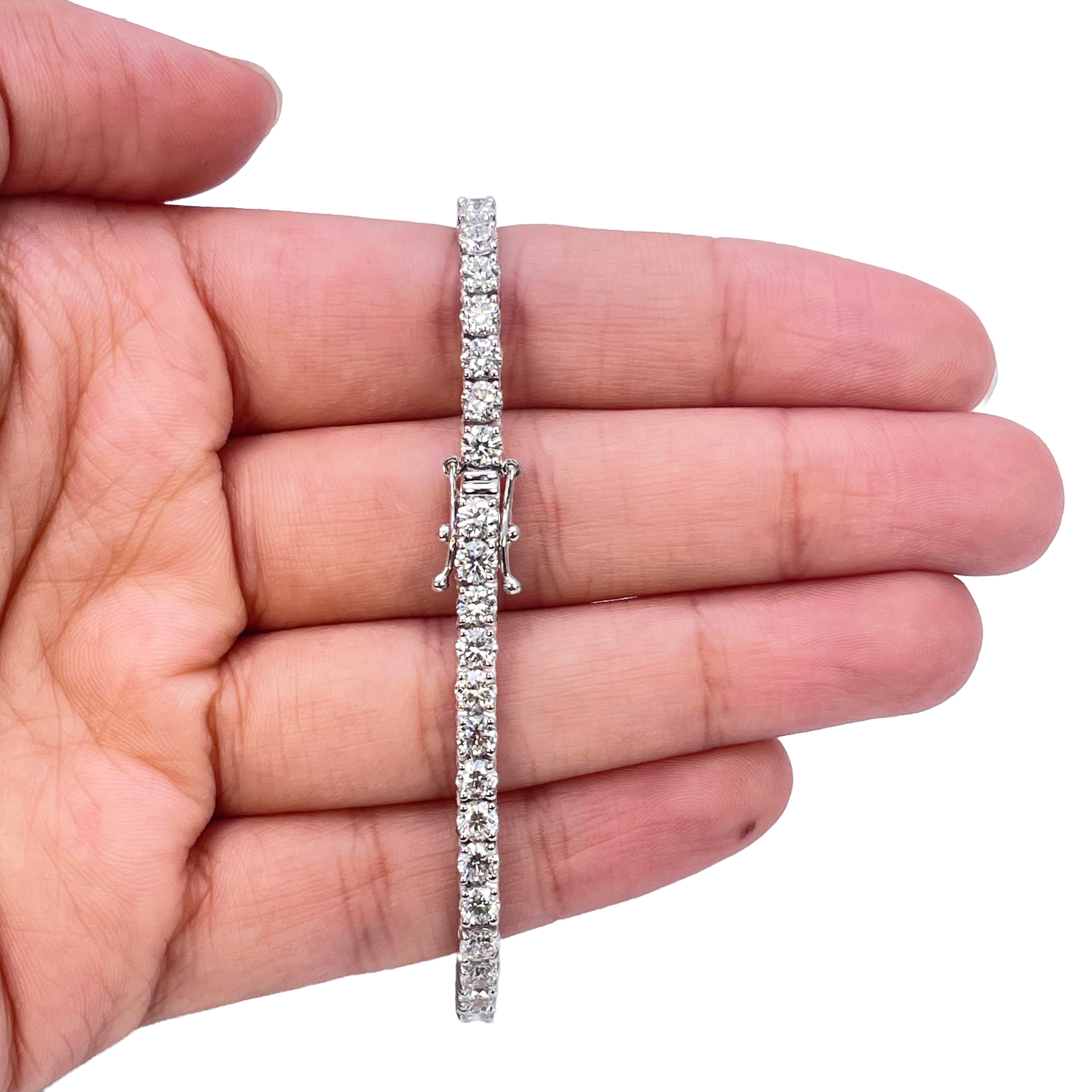 18ct White Gold Natural Diamond 4Claw Tennis Bracelet