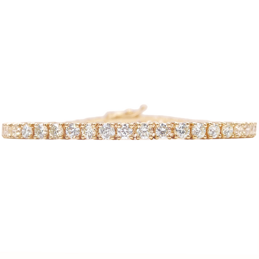 14ct Yellow Gold Natural Diamond Tennis Bracelet 4-claw 5.59cts 7 Inches 3.4mm Width