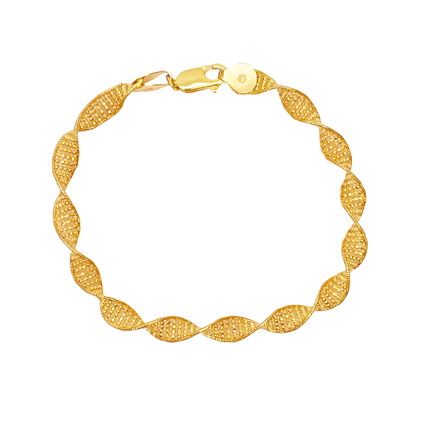 22ct Yellow Gold Twisted Mesh Bracelet 7 inches 5.2mm width