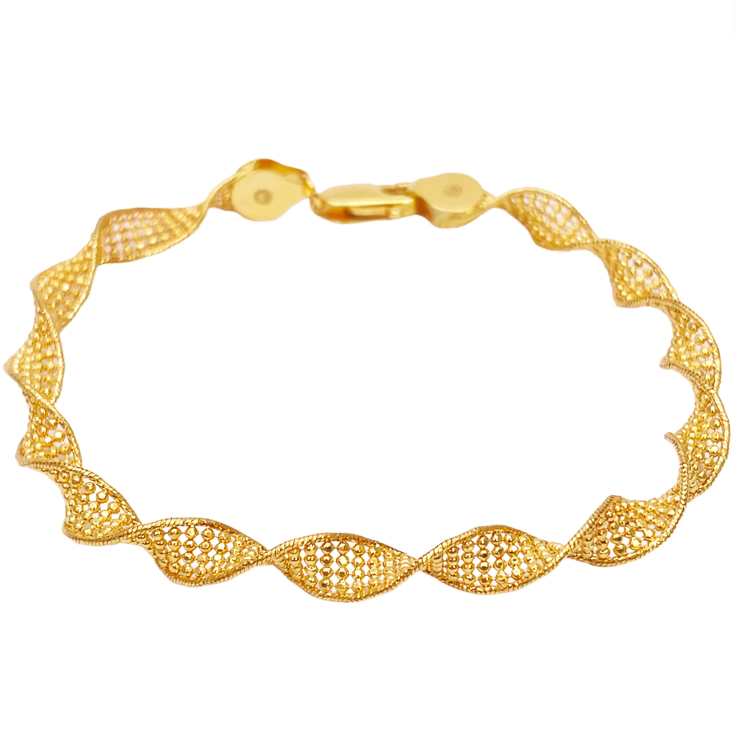 22ct Yellow Gold Twisted Mesh Bracelet 7 inches 5.2mm width