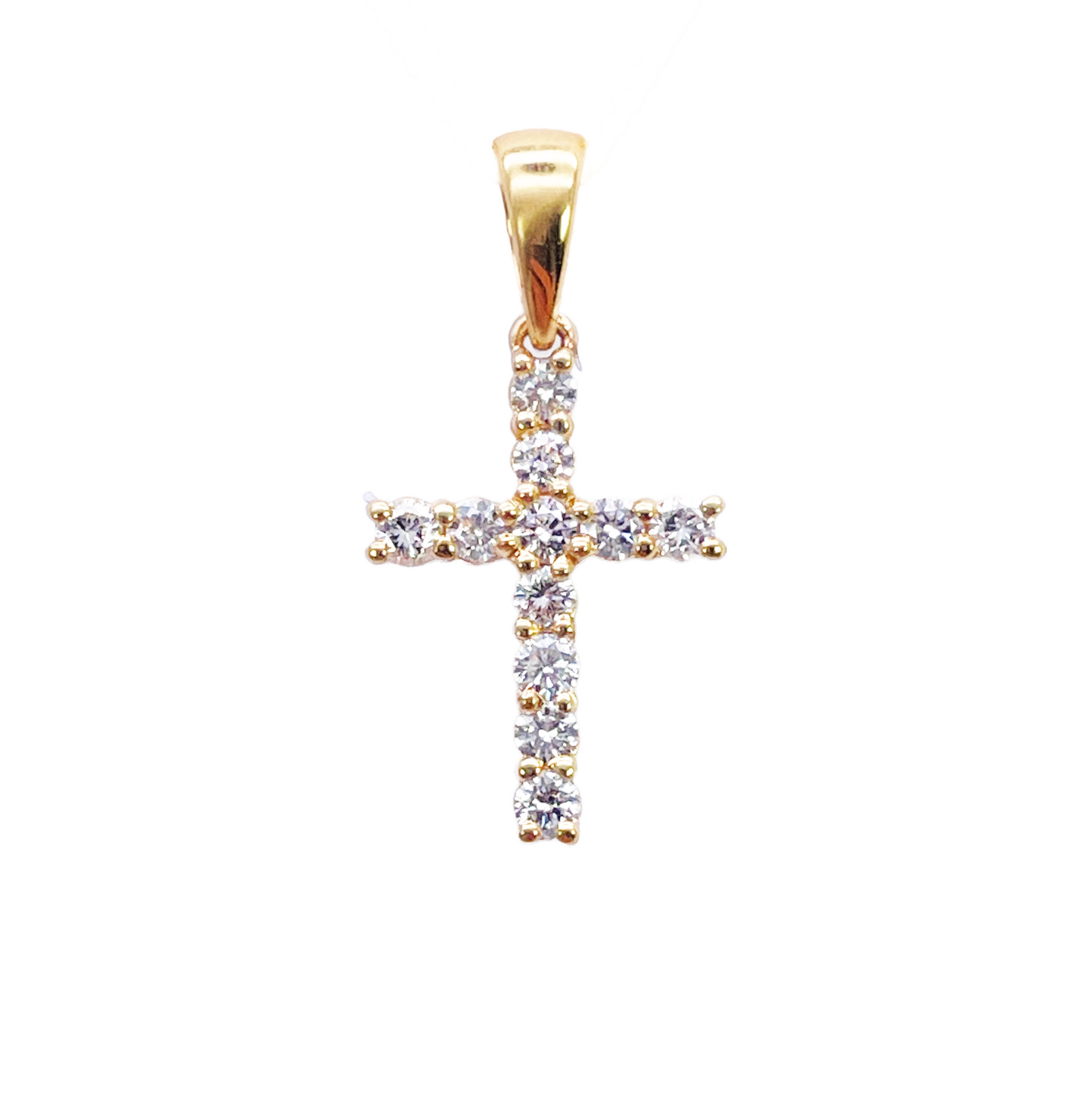 18ct White Or Yellow Gold Natural Diamond Prong Cross Pendant 0.24ct