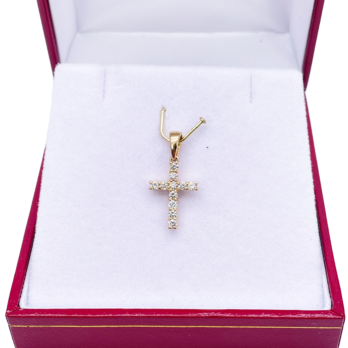 18ct White Or Yellow Gold Natural Diamond Prong Cross Pendant 0.24ct