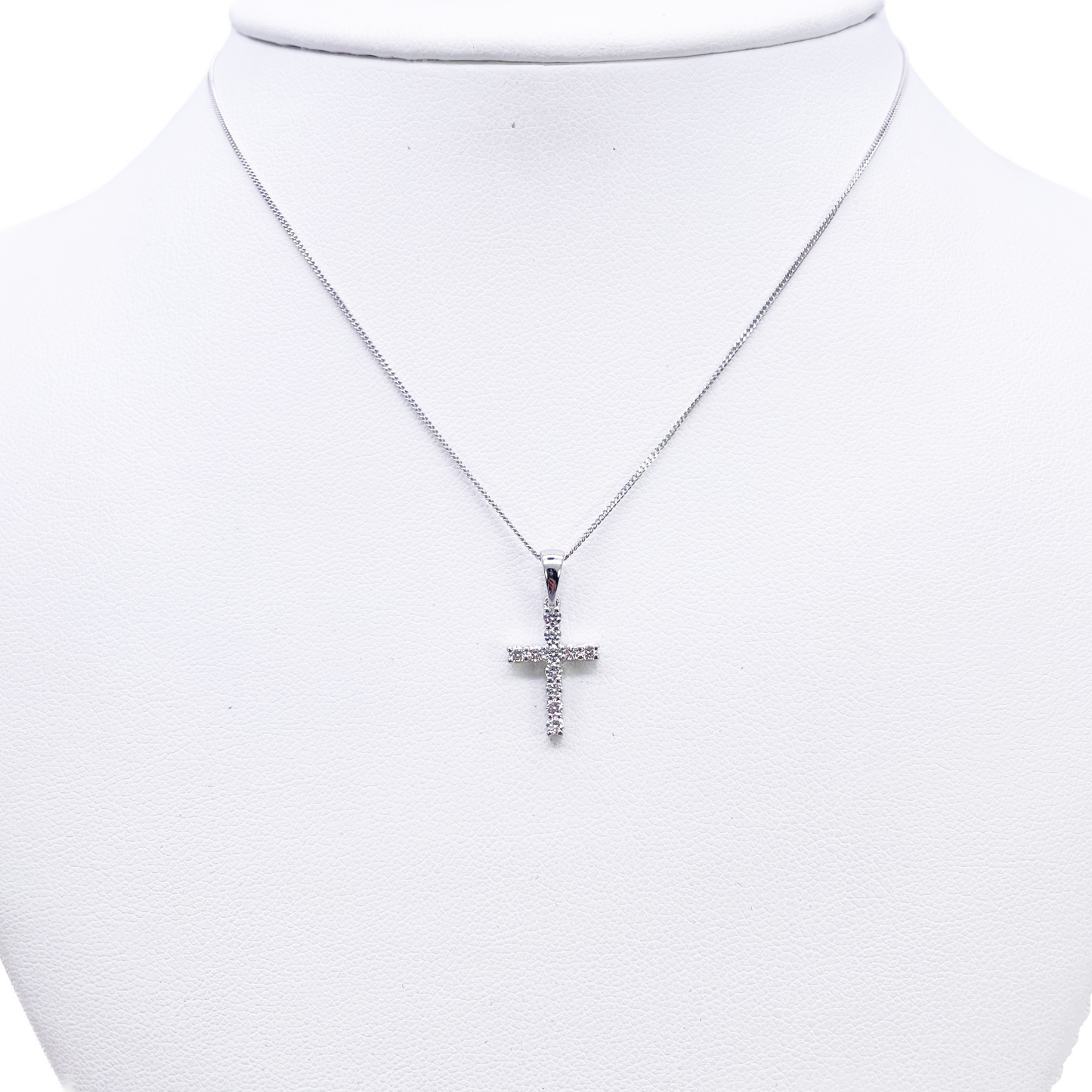 18ct White Or Yellow Gold Natural Diamond Prong Cross Pendant 0.24ct