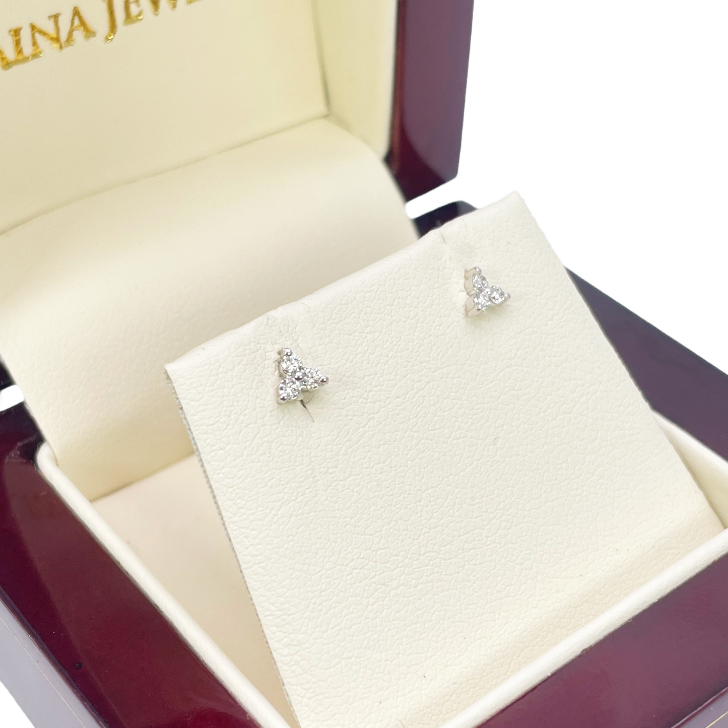 18ct Gold Natural Round Diamond Three Stone Children's Studs Earrings 0.10ct