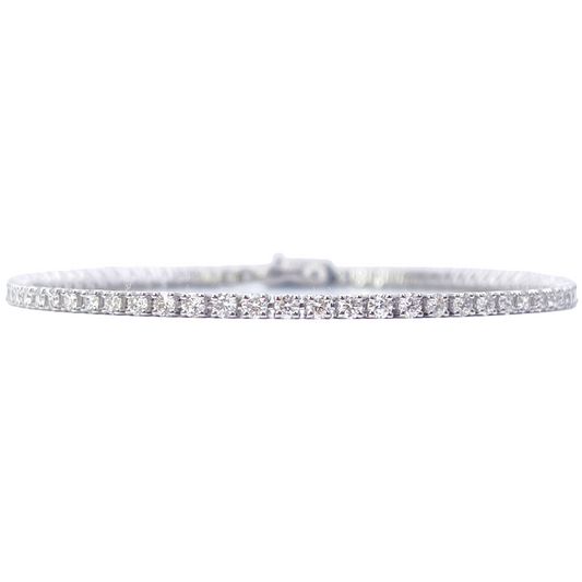 18ct White Gold Natural Diamond 4-Claw Tennis Bracelet 2.45ct 7 inch GIA Cert