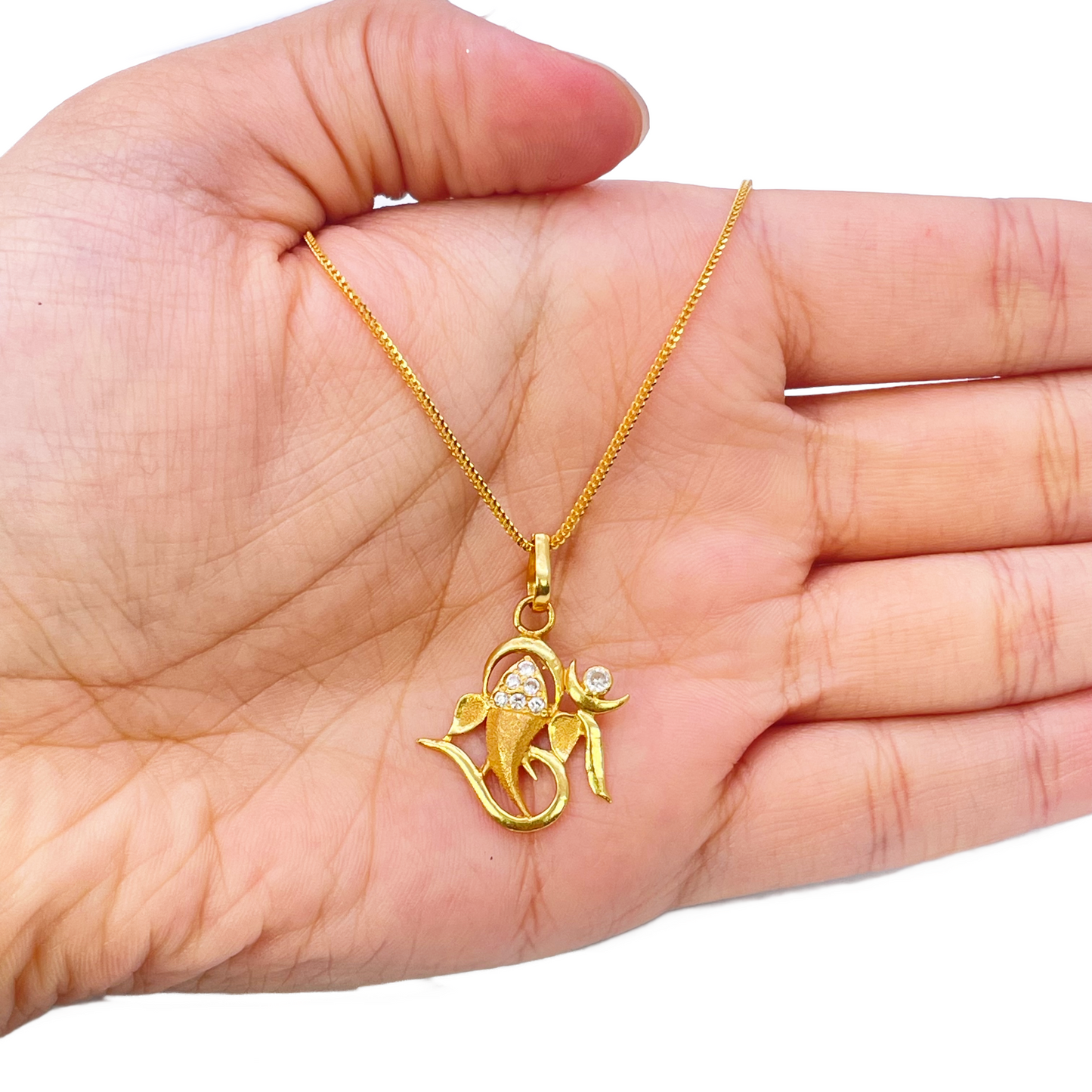 22ct Yellow Gold Beautiful High Polished & Matt Ganesha Pendant 22mm Length