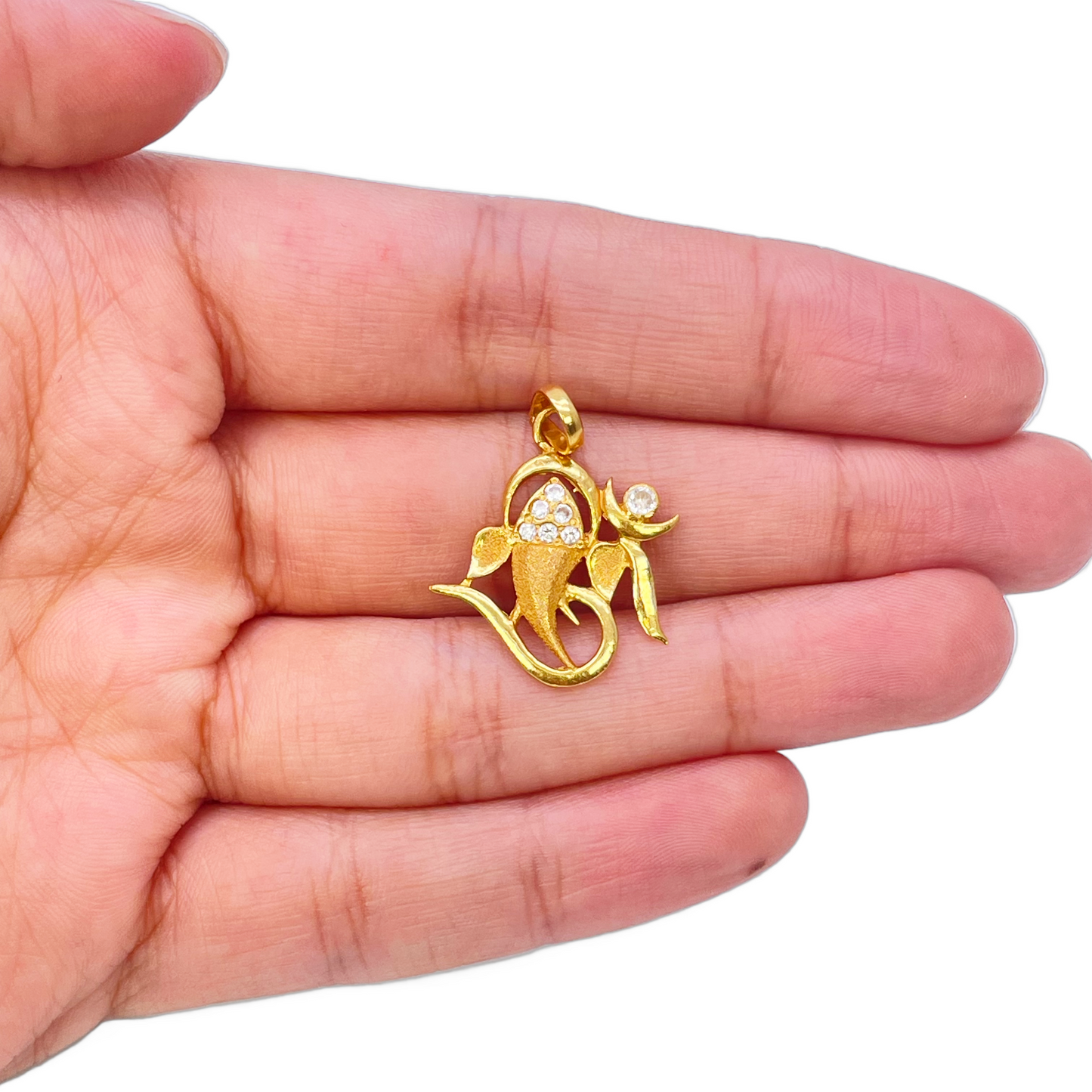 22ct Yellow Gold Beautiful High Polished & Matt Ganesha Pendant 22mm Length