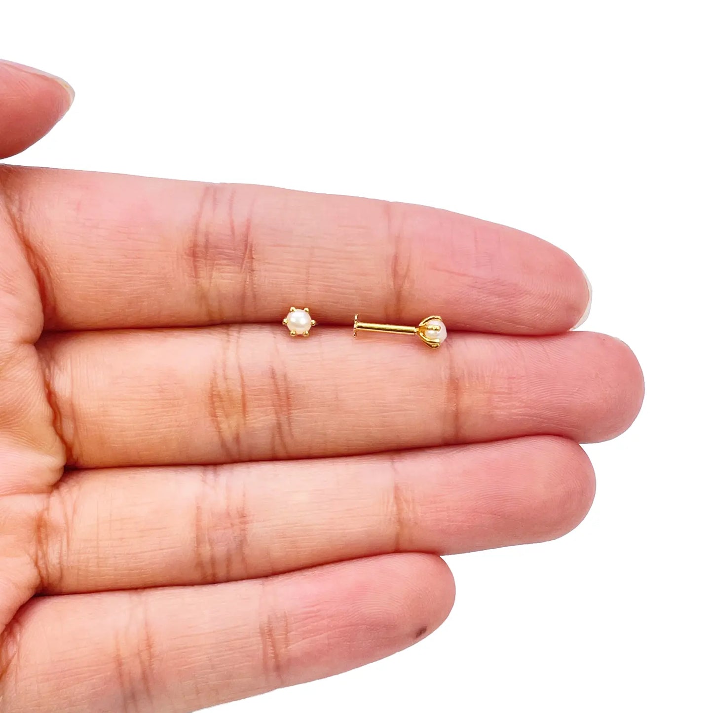 22ct Yellow Gold Children's Freshwater Pearl Claw Stud Earrings 3.5mm 