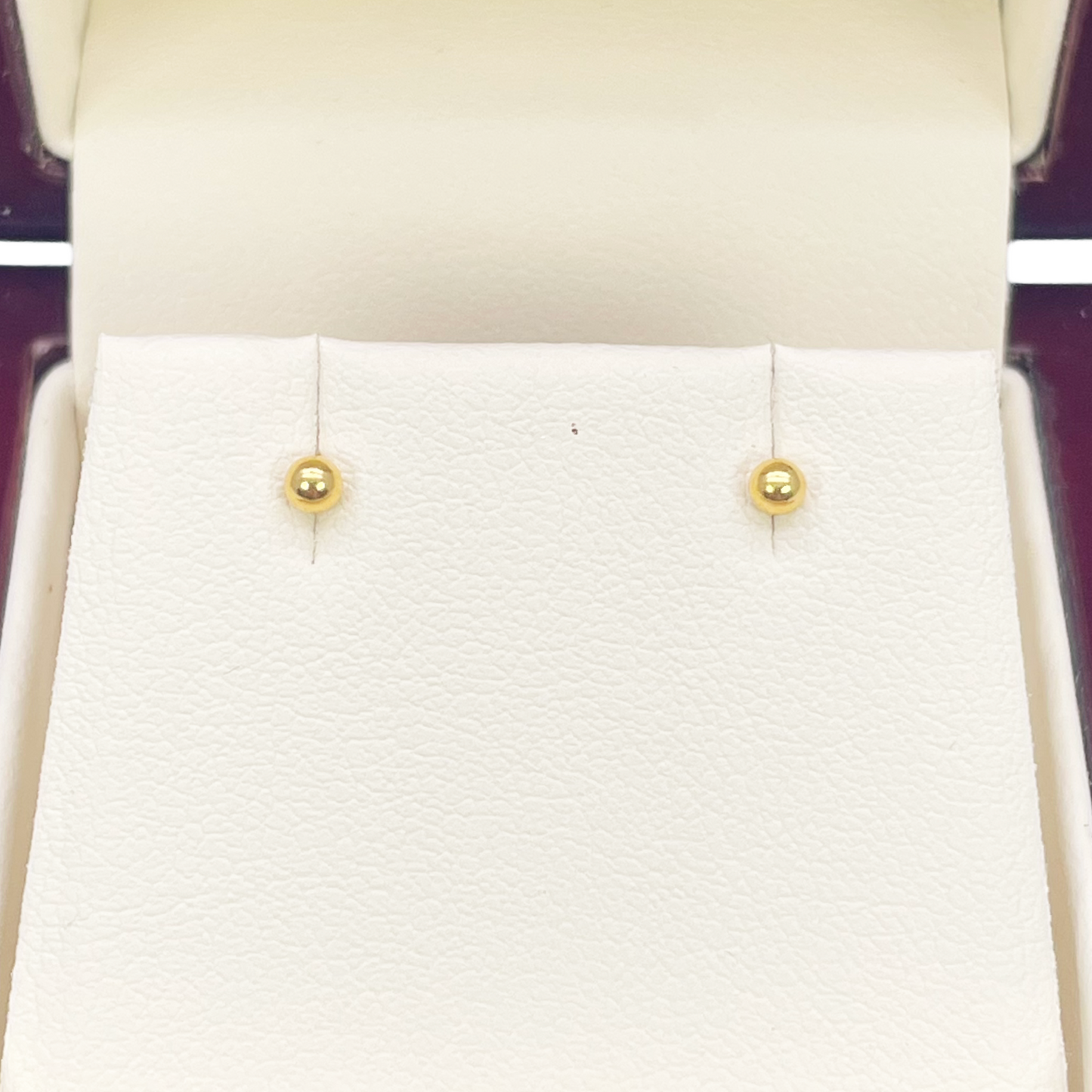 22ct Yellow Plain Gold Round Ball Children's Earrings 2.2mm