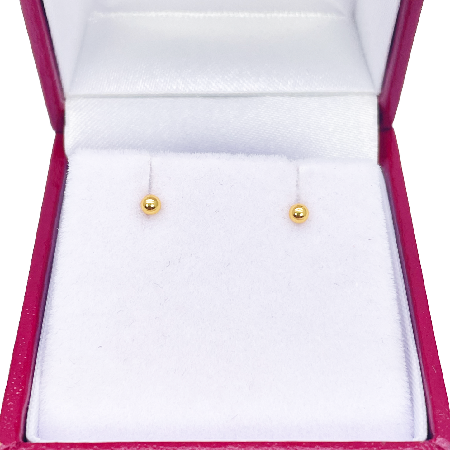 22ct Yellow Plain Gold Round Ball Children's Earrings 2.2mm