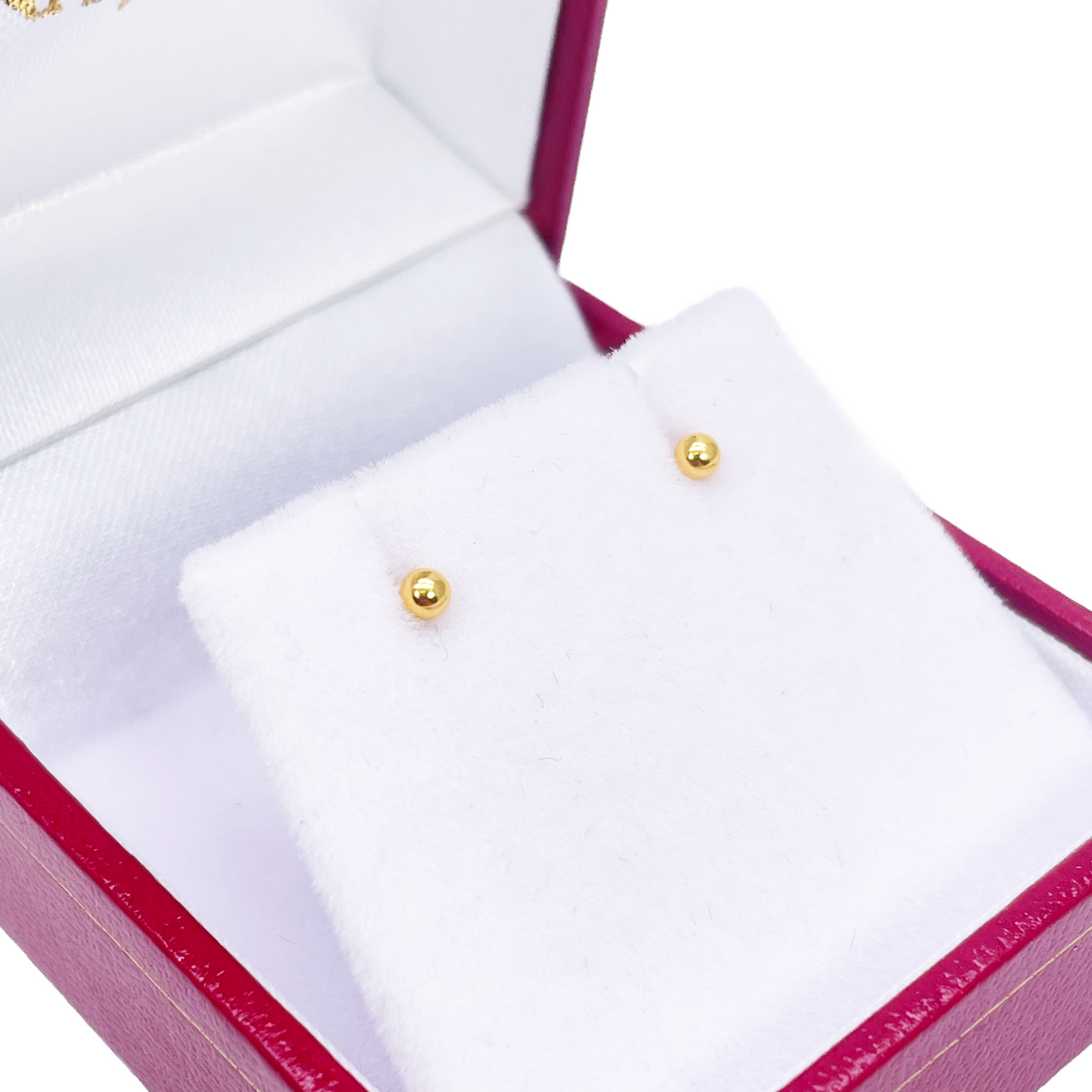 22ct Yellow Plain Gold Round Ball Children's Earrings 2.2mm