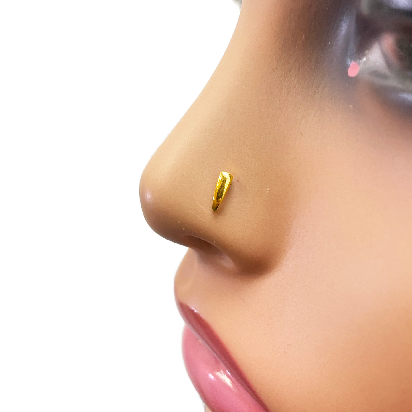 22ct Yellow Gold Plain High Polished Nose Stud/Pin 6mm Length