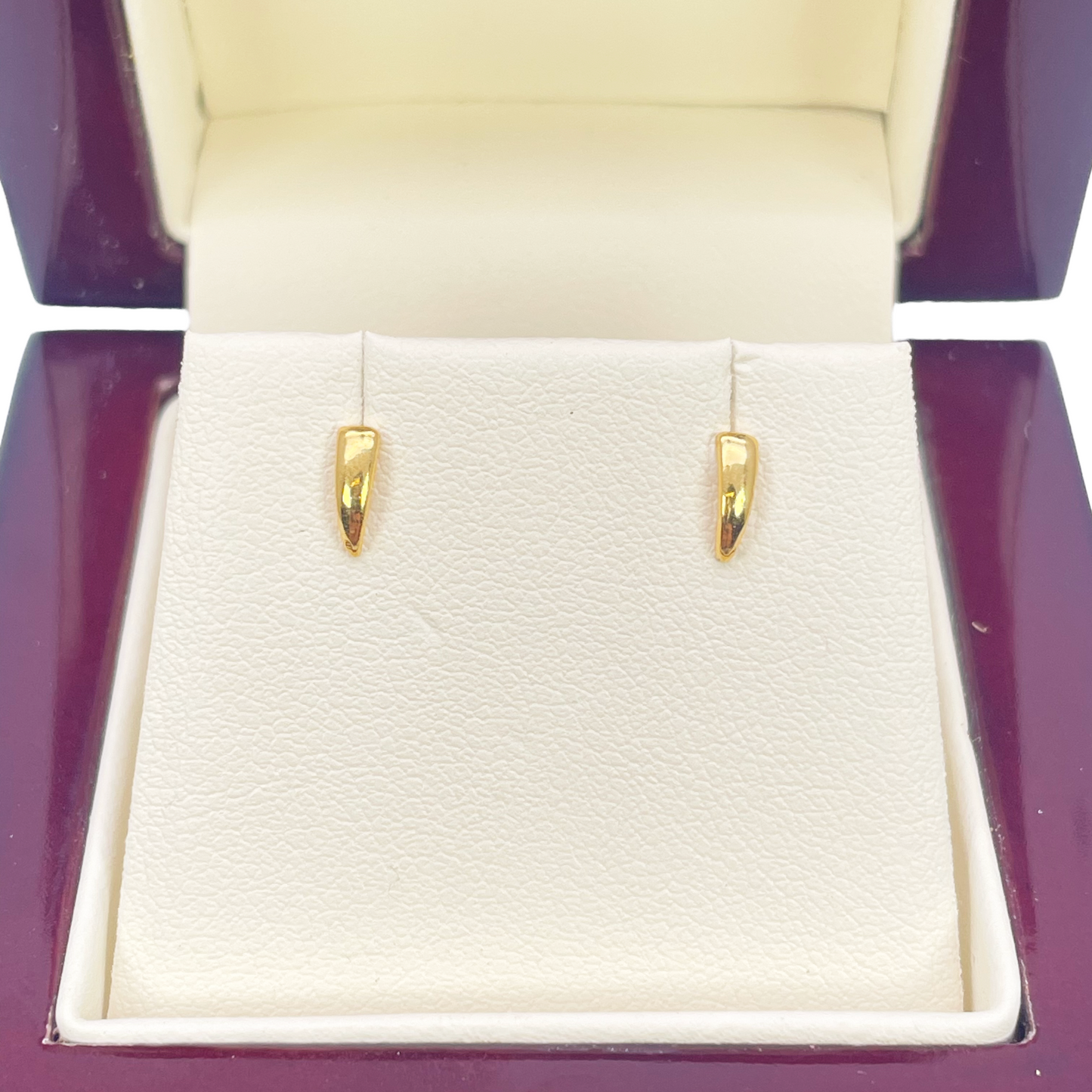 22ct Yellow Gold Plain High Polished Children's Earrings 6mm Length