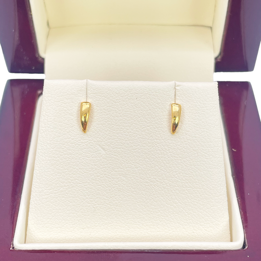 22ct Yellow Gold Plain High Polished Children's Earrings 6mm Length 