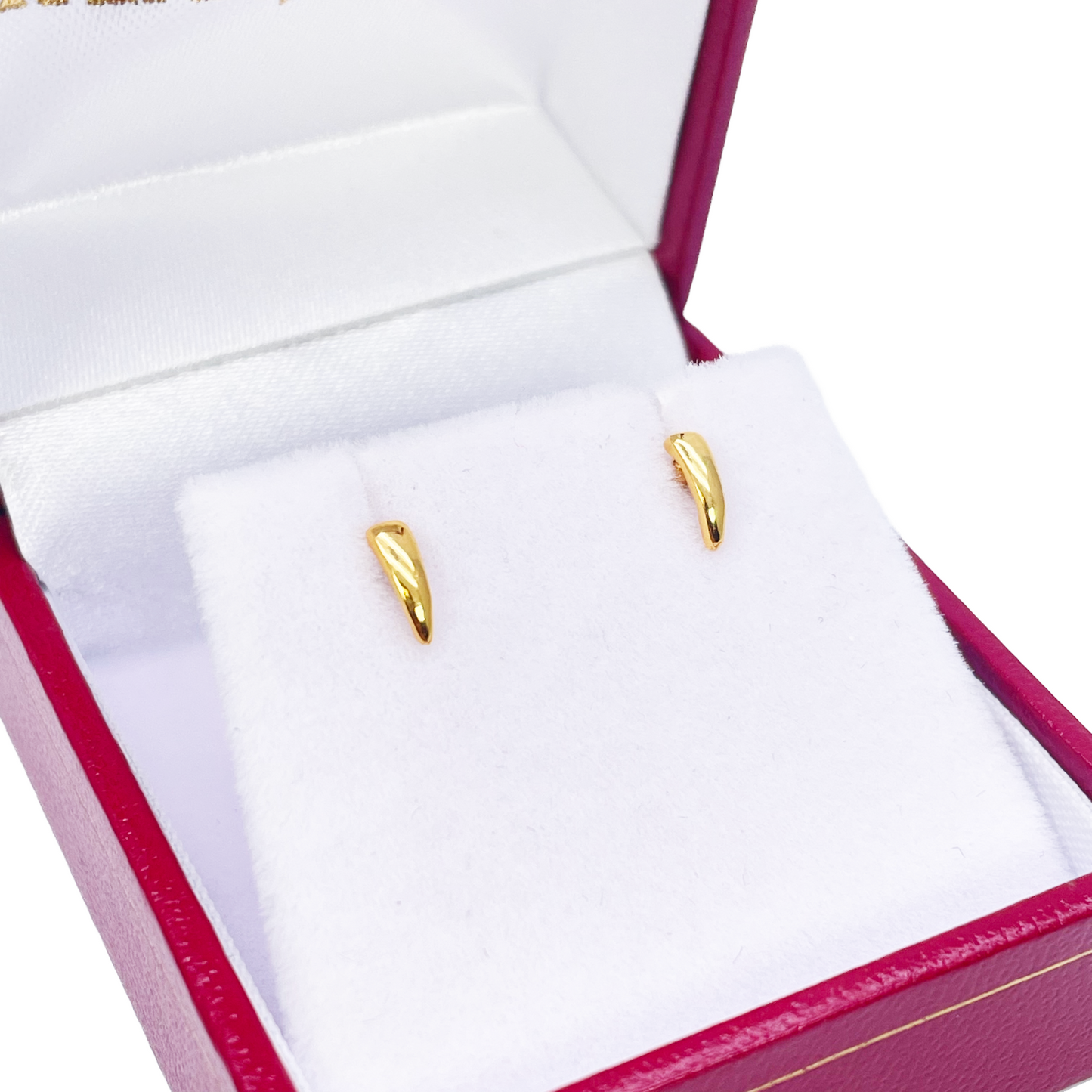 22ct Yellow Gold Plain High Polished Children's Earrings 6mm Length