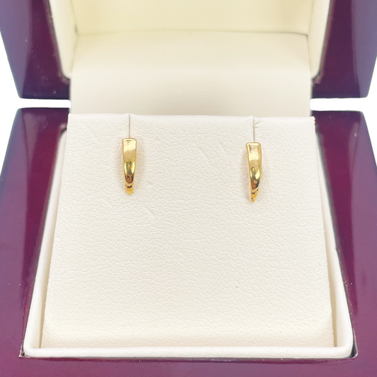 22ct Yellow Gold Plain High Polished Children's Earrings 8mm Length 