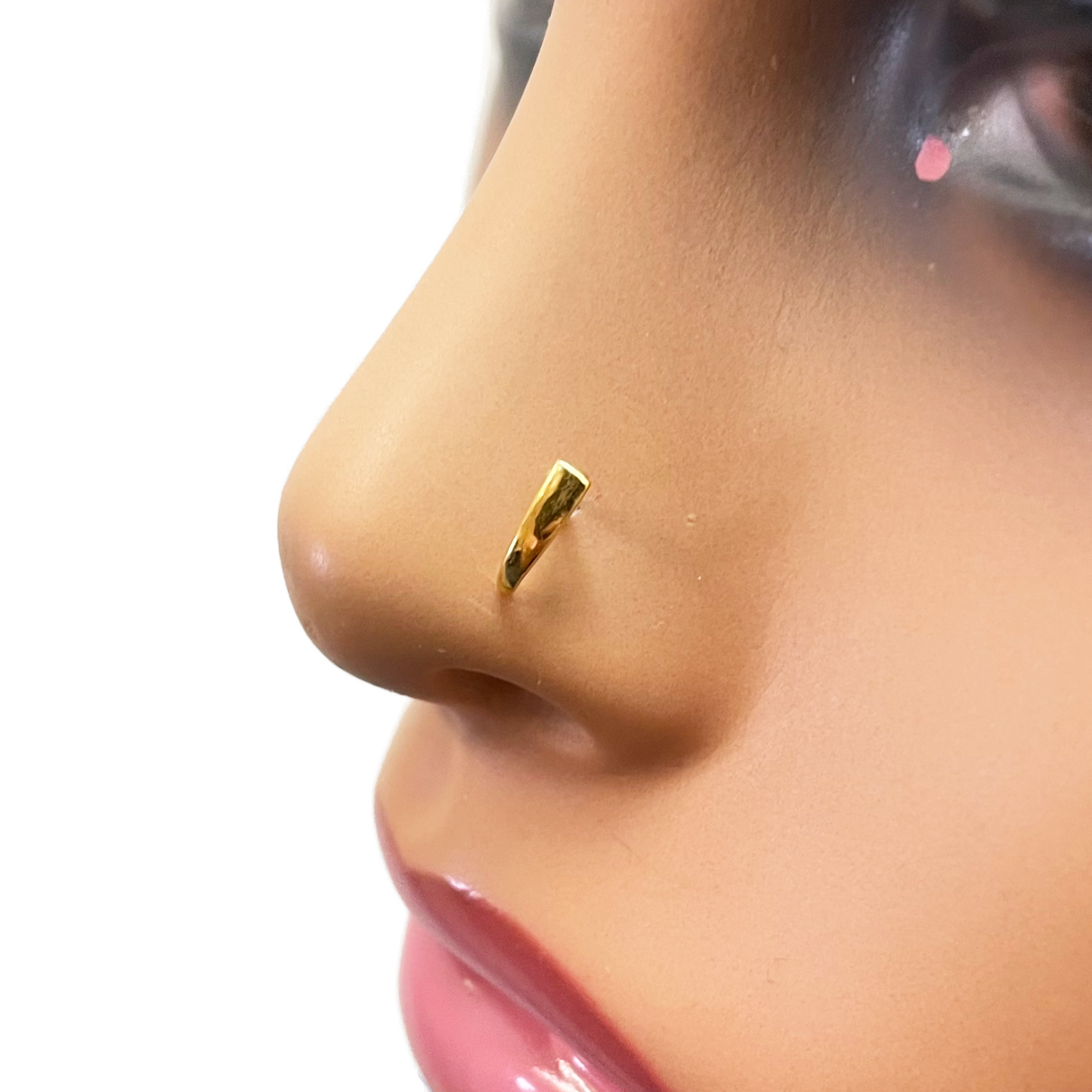 22ct Yellow Gold Plain High Polished Nose Stud/Pin 8mm Length