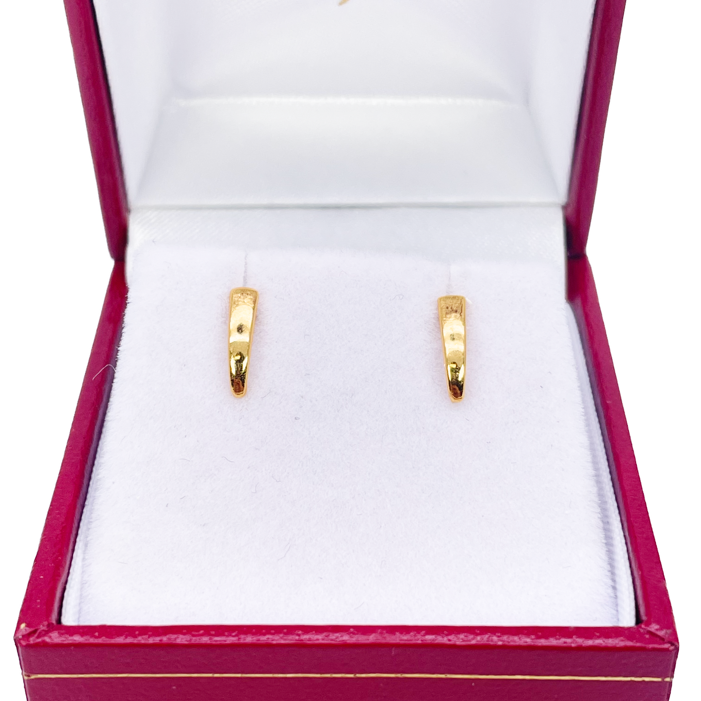 22ct Yellow Gold Plain High Polished Children's Earrings 9mm Length