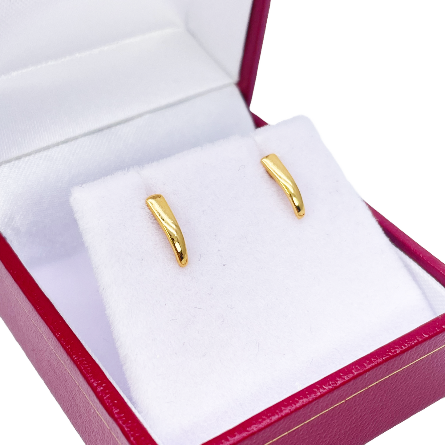 22ct Yellow Gold Plain High Polished Children's Earrings 9mm Length