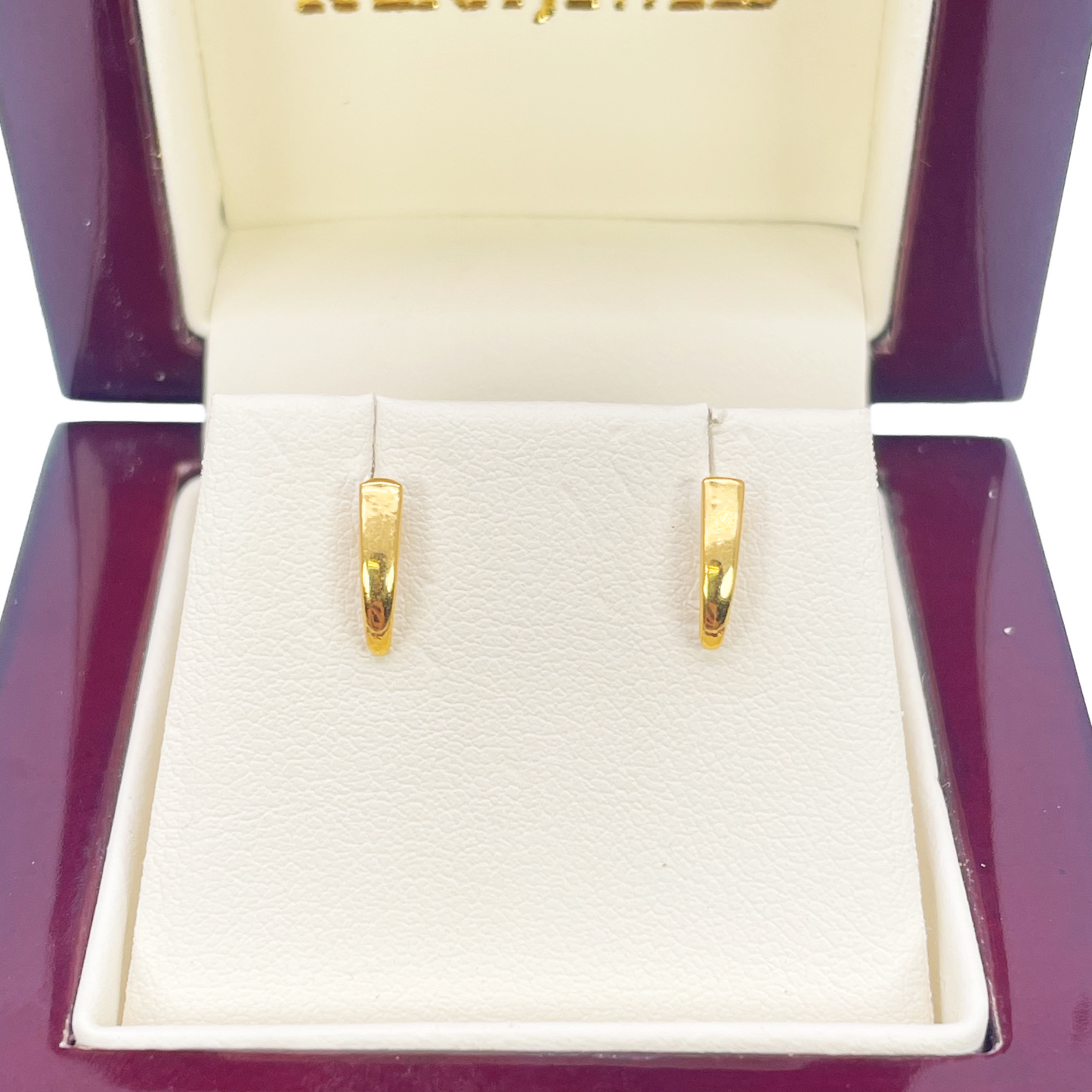 22ct Yellow Gold Plain High Polished Children's Earrings 9mm Length