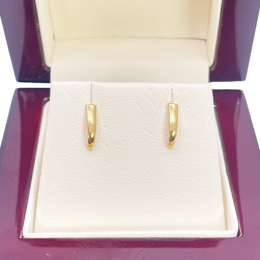 22ct Yellow Gold Plain High Polished Children's Earrings 10mm Length 