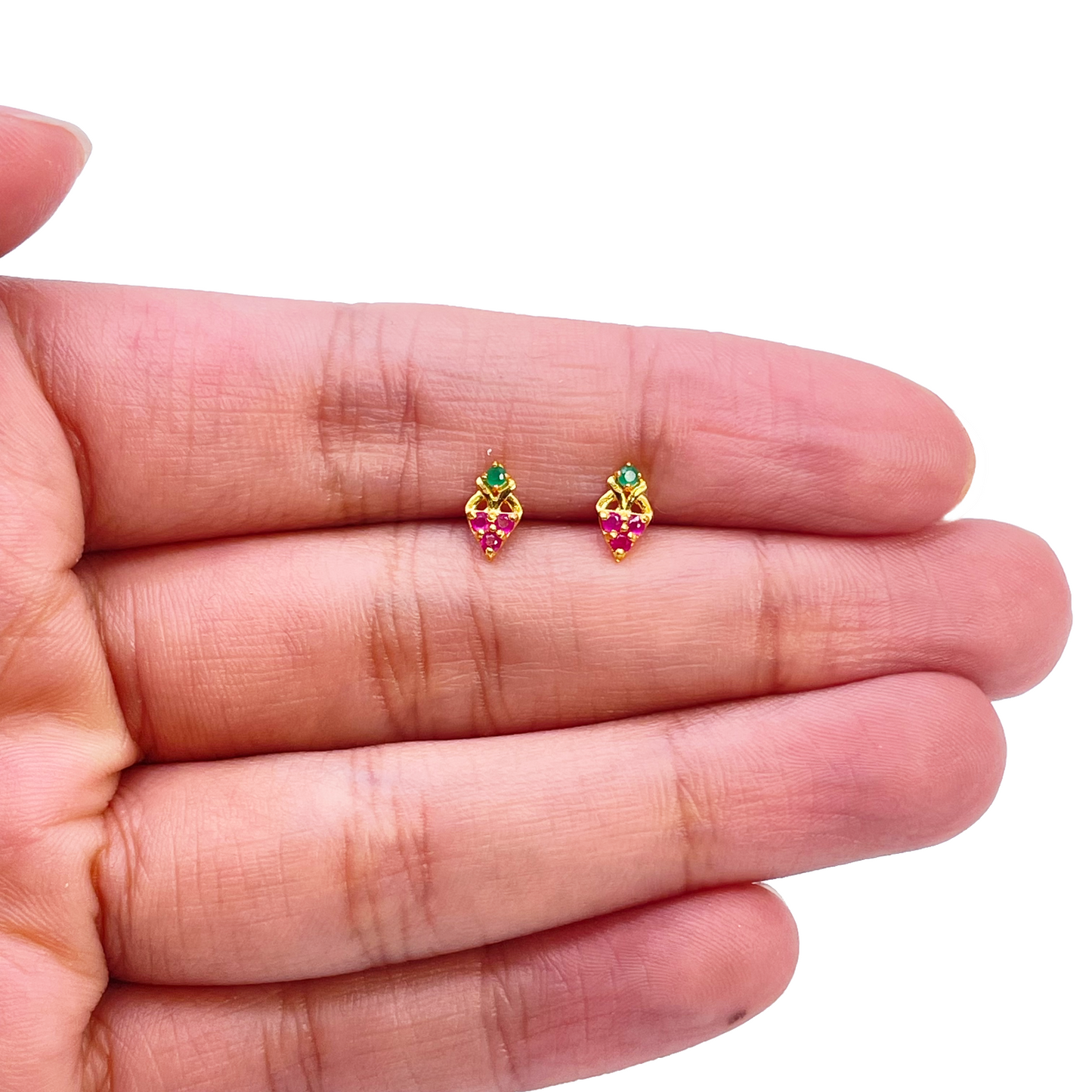 22ct Yellow Gold Children's Colourful Fruit Small Gemstone Stud Earrings