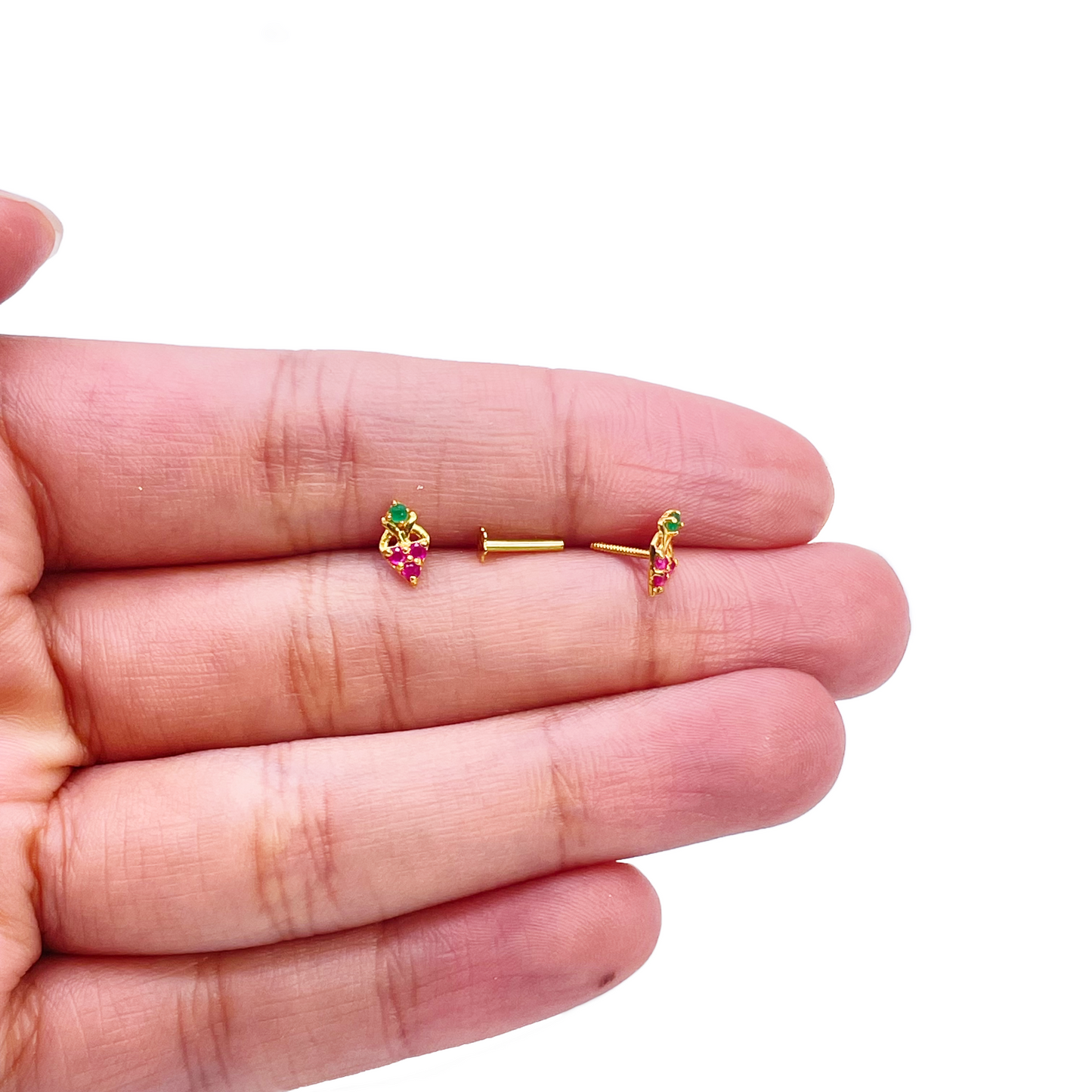 22ct Yellow Gold Children's Colourful Fruit Small Gemstone Stud Earrings