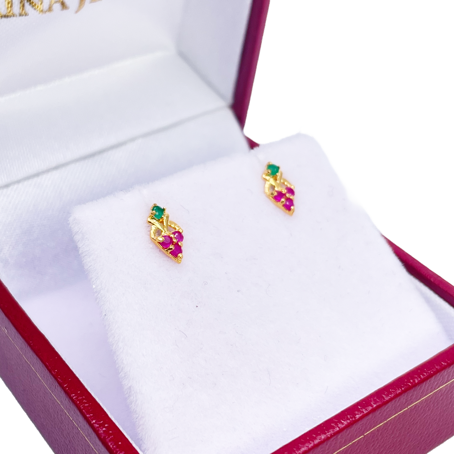 22ct Yellow Gold Children's Colourful Fruit Small Gemstone Stud Earrings