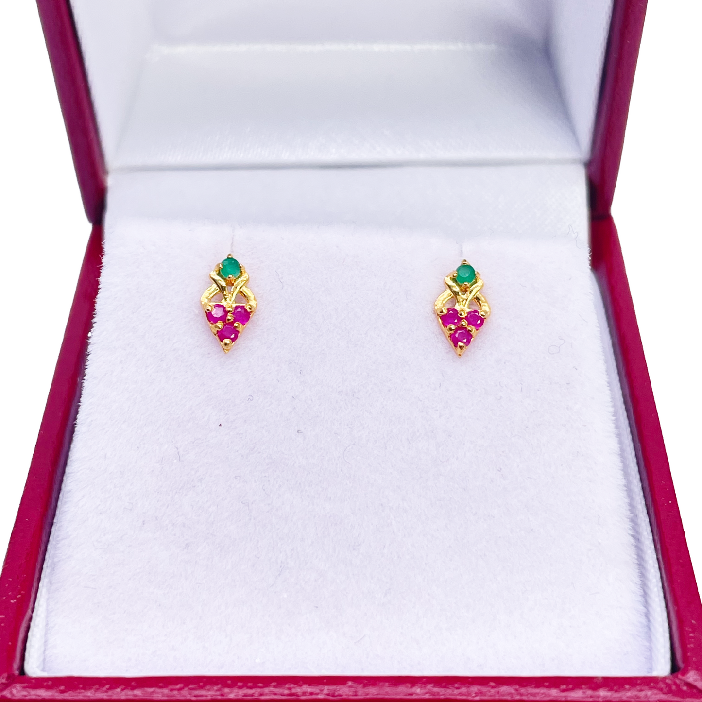 22ct Yellow Gold Children's Colourful Fruit Small Gemstone Stud Earrings