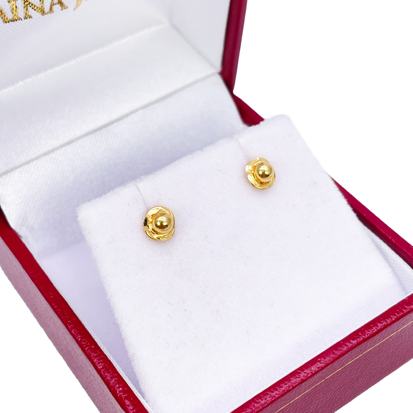 22ct Yellow Gold Plain High Polished Diamond Cut Rose Nose Stud/Pin 4.5mm Length