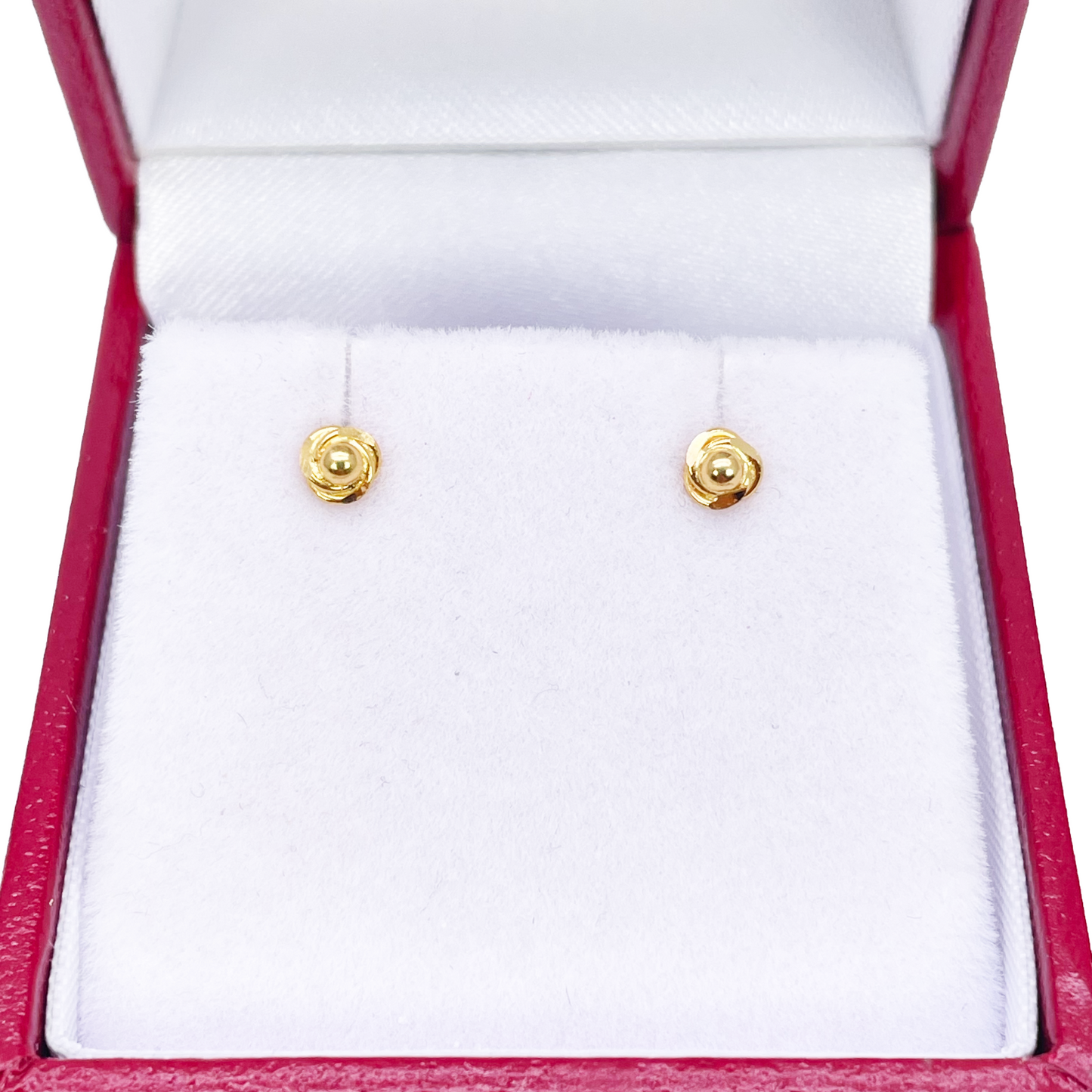 22ct Yellow Gold Plain High Polished Rose Children's Earrings 3.5mm Width