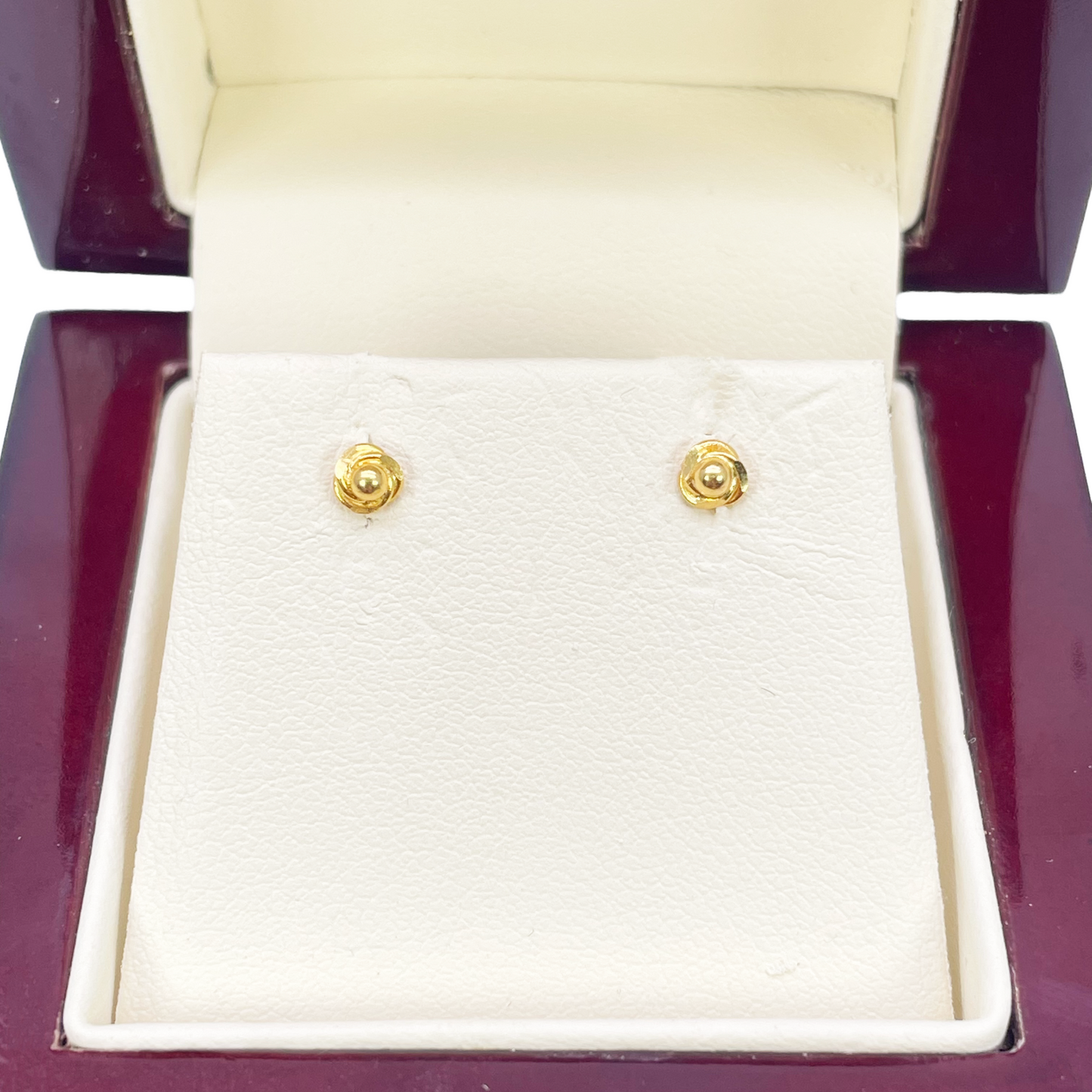 22ct Yellow Gold Plain High Polished Rose Children's Earrings 3.5mm Width