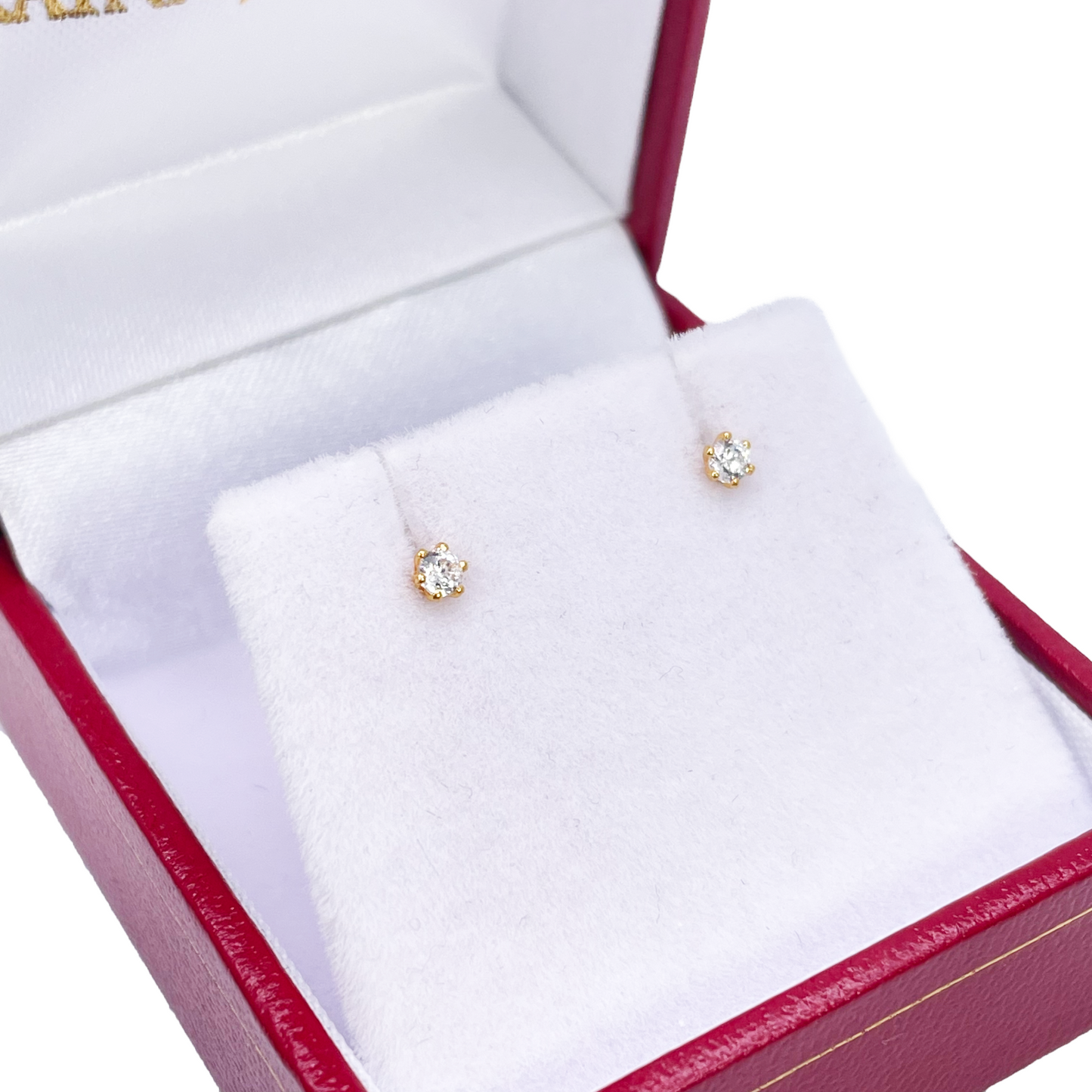 22ct Yellow Gold Six Claw Prong Small Children's Earrings 2.3mm Width