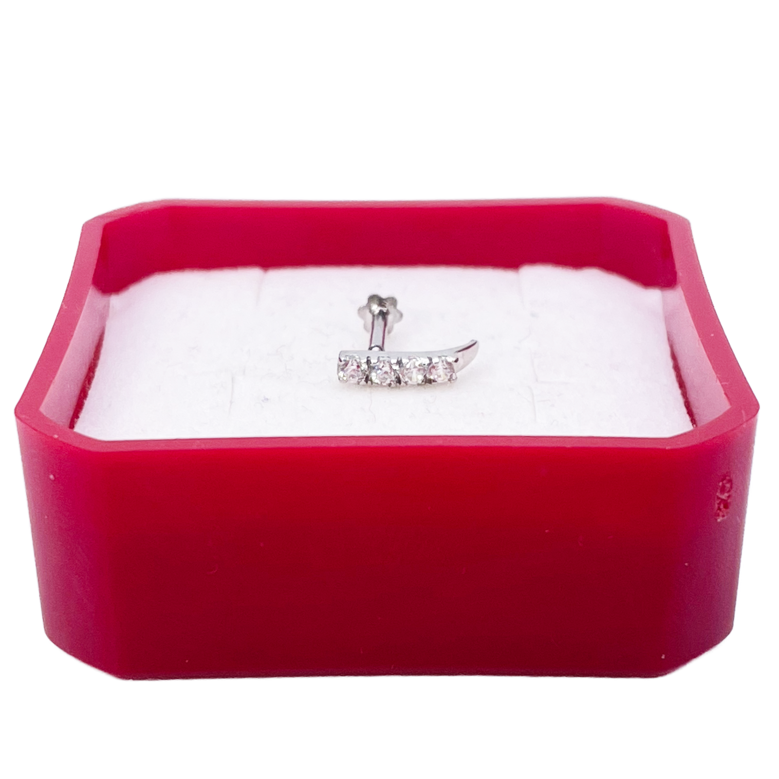 18ct White Gold High Polished Nose Stud/Pin 9mm Length 
