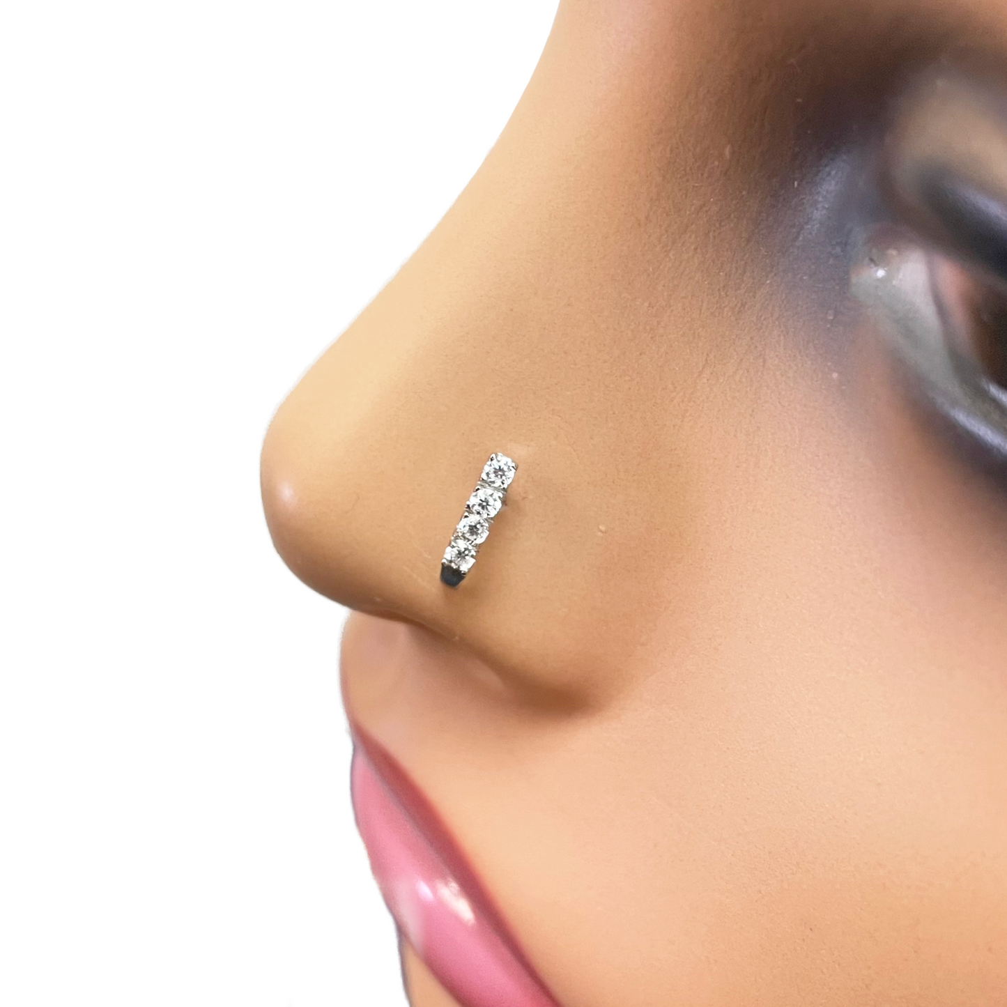 18ct White Gold High Polished Nose Stud/Pin 9mm Length