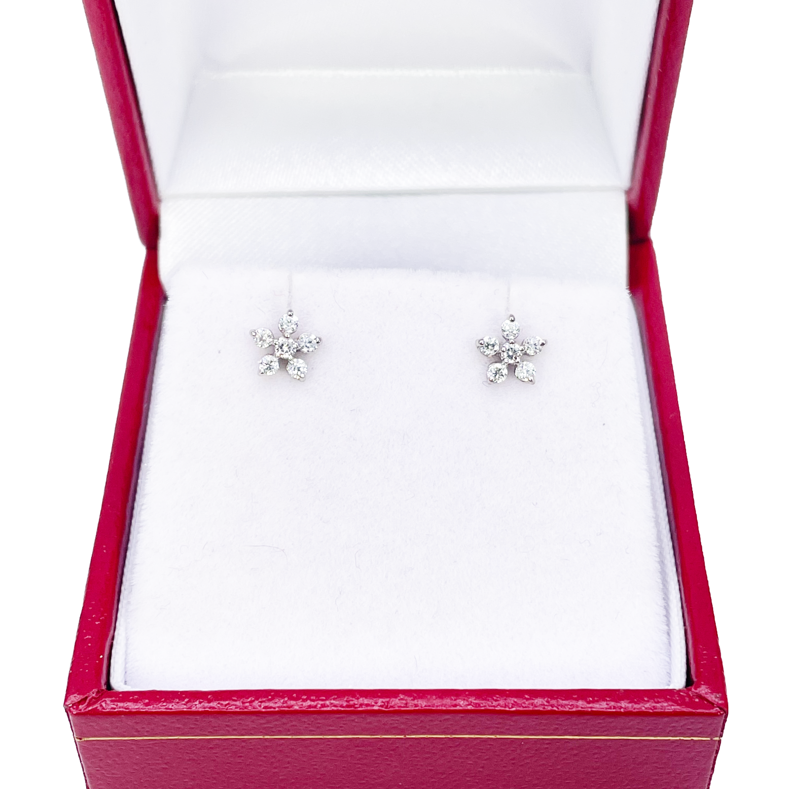 18ct White Gold Cubic Zirconia Tiny Floral Children's Earrings 5.5mm Width 