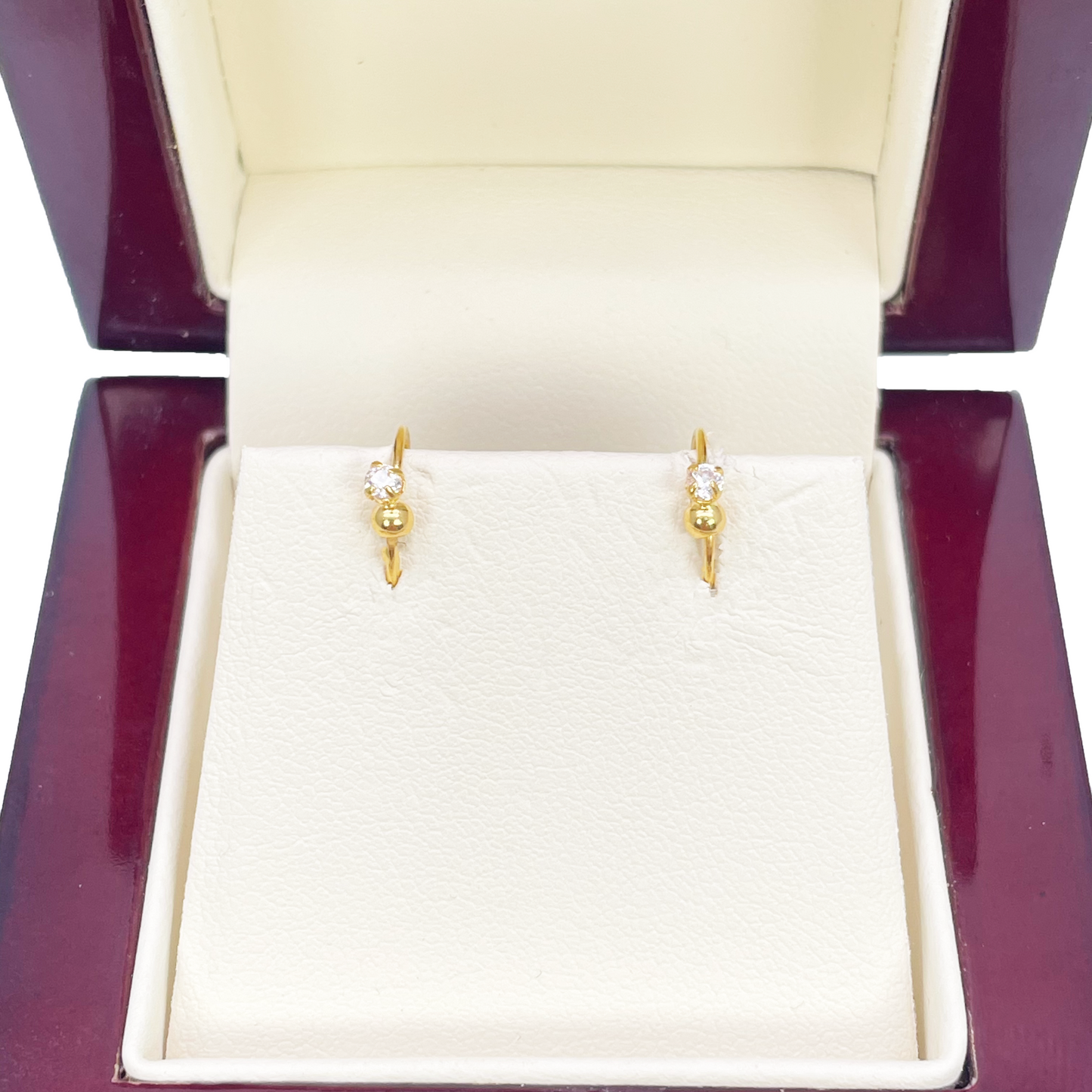 22ct Yellow Gold Tiny Sparkly Cubic Zirconia Hoop Huggie Children's Earrings 8.8 Diameter