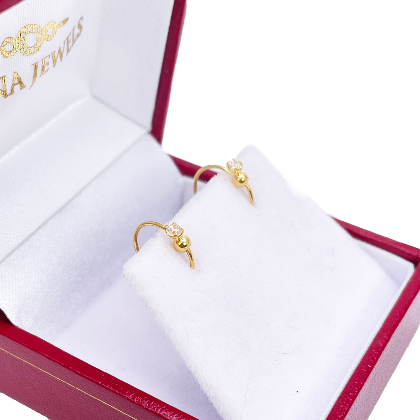 22ct Yellow Gold Tiny Sparkly Cubic Zirconia Hoop Huggie Children's Earrings 8.8 Diameter