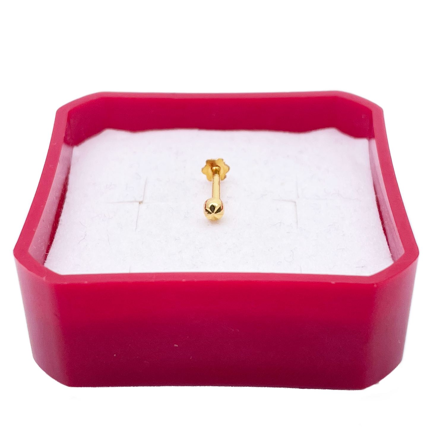 22ct Yellow Gold Gold Diamond Cut Flower Design Single Nose Stud/Pin 2.2mm Width