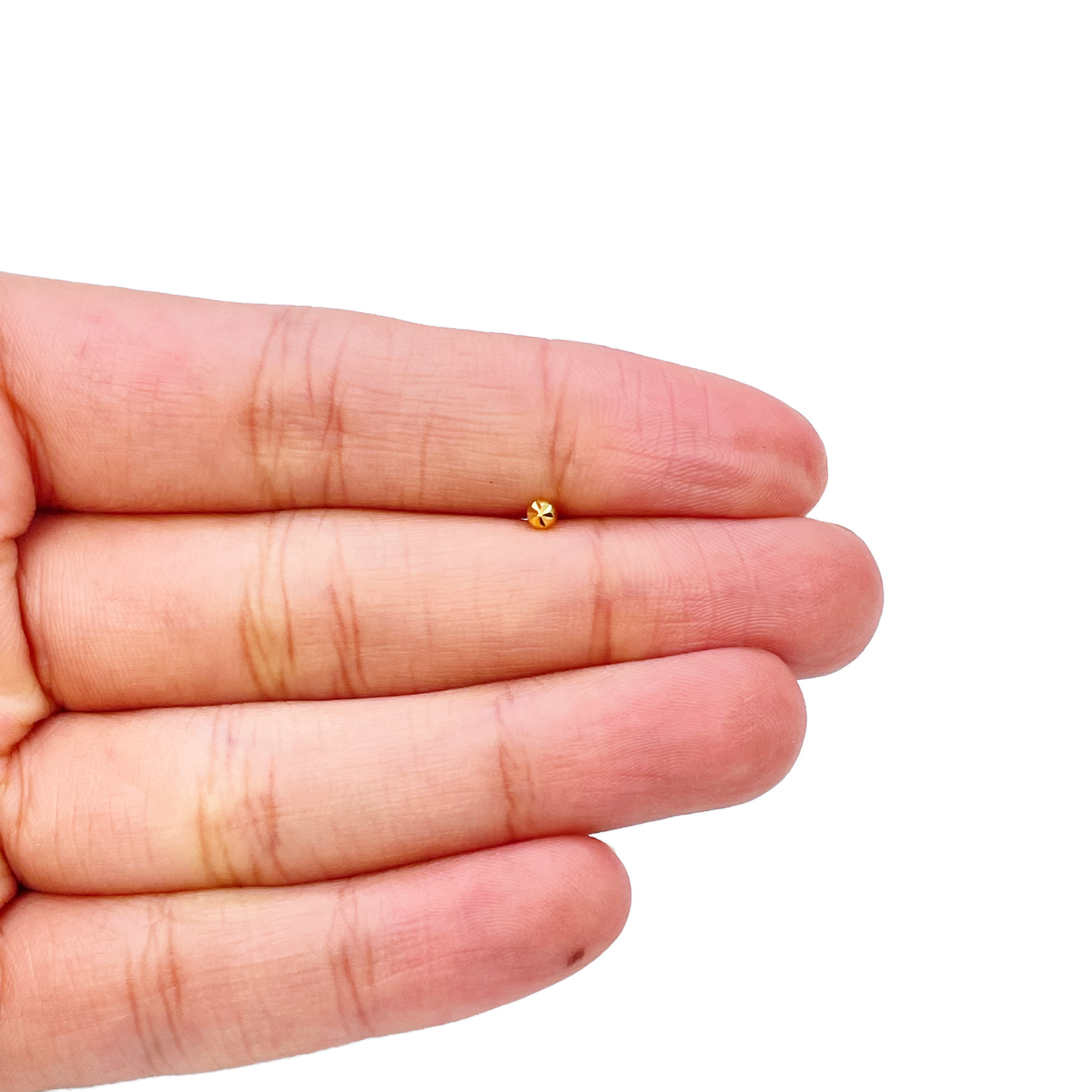 22ct Yellow Gold Gold Diamond Cut Flower Design Single Nose Stud/Pin 2.2mm Width