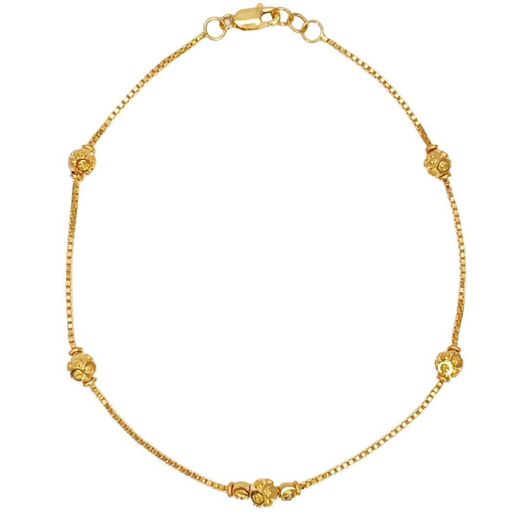 22ct Yellow Gold Diamond Cut Gold Beaded Bracelet 7.5 inches 