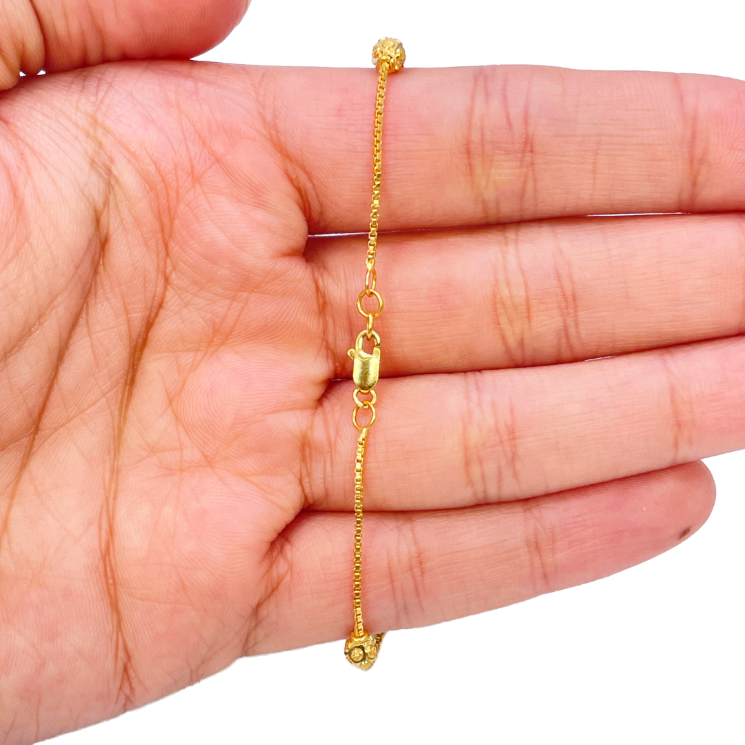22ct Yellow Gold Diamond Cut Gold Beaded Bracelet 7.5 inches 