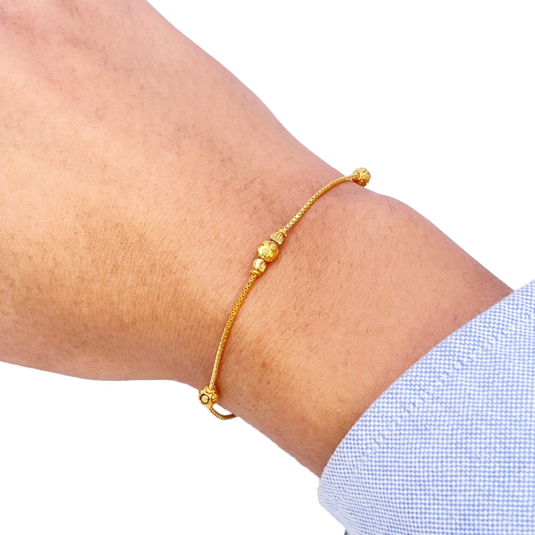22ct Yellow Gold Diamond Cut Gold Beaded Bracelet 7.5 inches 