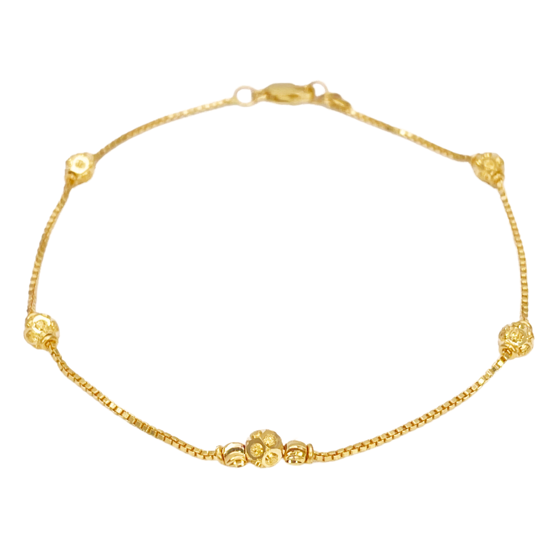 22ct Yellow Gold Diamond Cut Gold Beaded Bracelet 7.5 inches 